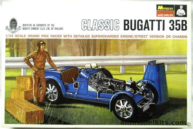 Monogram 1/24 Bugatti 35B Grand Prix Racer - With Diorama Equipment, PC133-300 plastic model kit